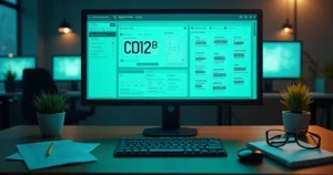 Tela de computador exibindo CNPJ alfanumérico ao lado de notas fiscais digitais